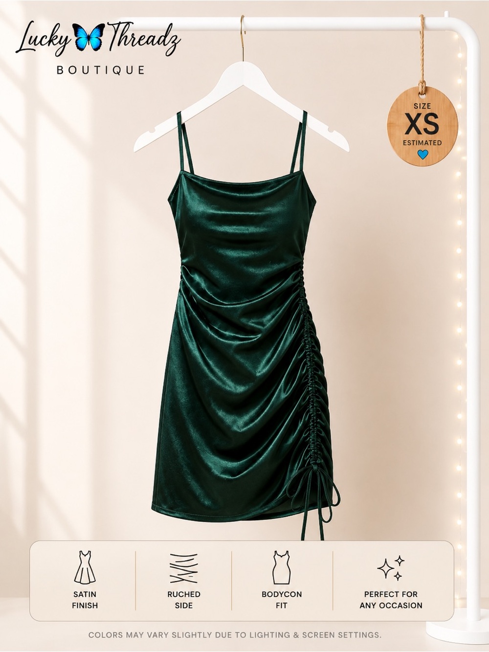 Windsor Emerald Satin Ruched Mini Dress XS #Homecoming